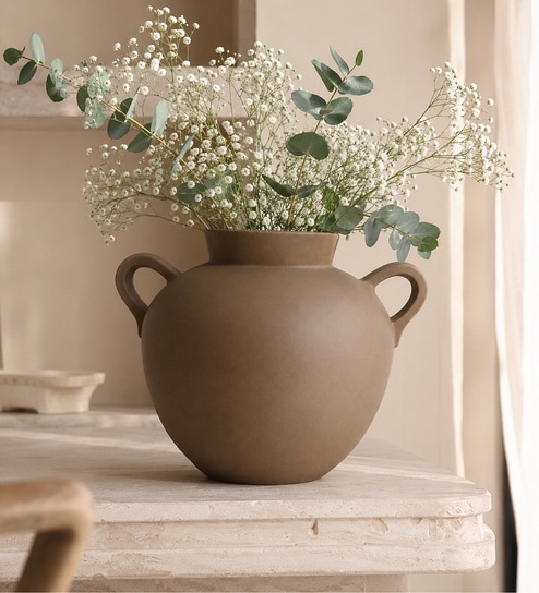 ashnam Olive Jaune Minimalist Dual-Handle Modern Decorative Tabletop Flower Vase-picture-30