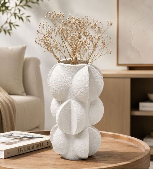ashnam Olive Jaune Modern Textured Polyresin Sculptural Flower Vase-picture-40