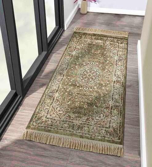 Olive Persian 2x3 Feet Machine Made Runner