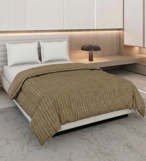 OliveandBrown Polyester Solid 200 GSM Double Bed Comforter