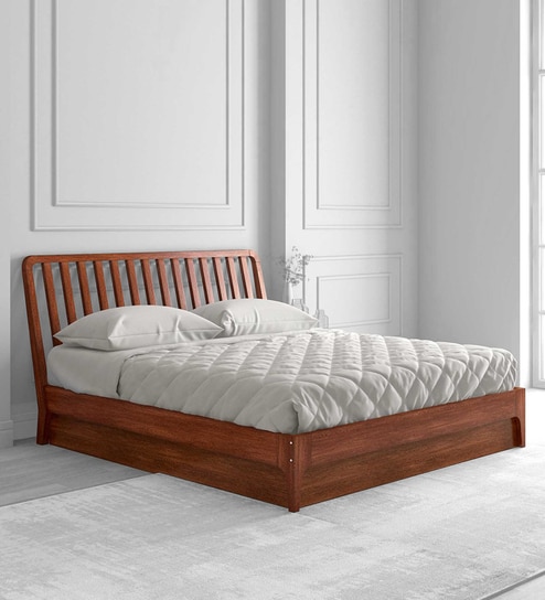 Buy Beatrice Sheesham Wood King Size Bed in Honey Finish with Box