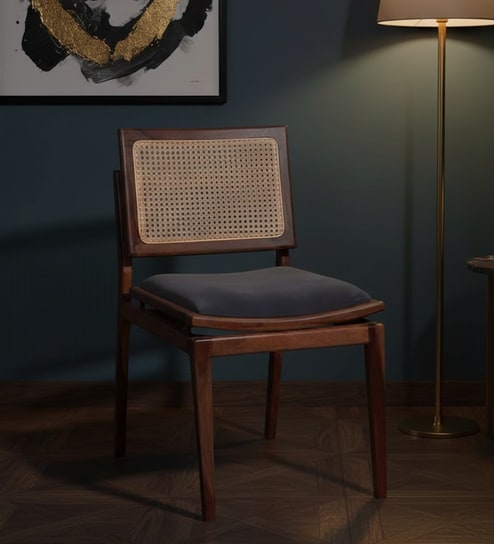 Olvie Sheesham Wood Dining Chair In Grey Color