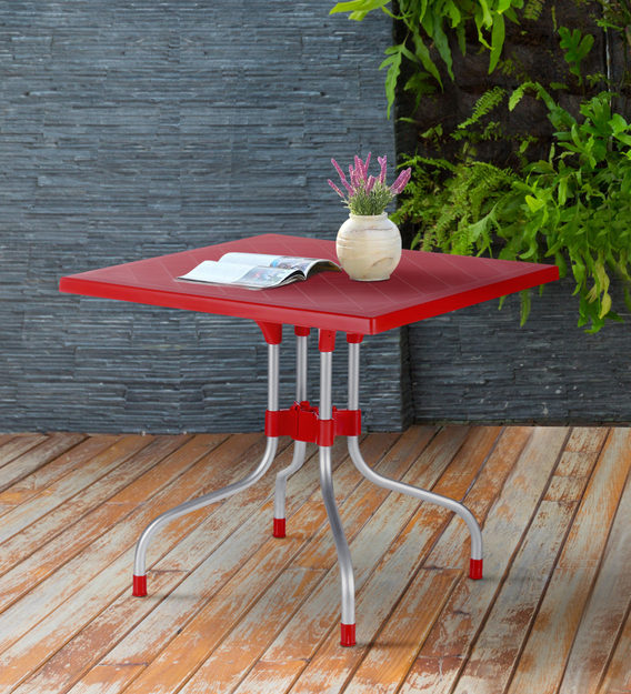 Buy Olive Patio Table In Coke Red Colour By Supreme Online Patio Tables Sets Tables Furniture Pepperfry Product