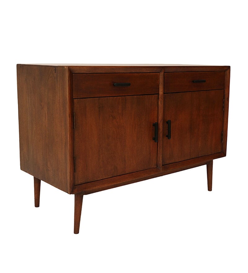 Buy Old Solid Wood Sideboard in Dark Brown Finish Online Contemporary