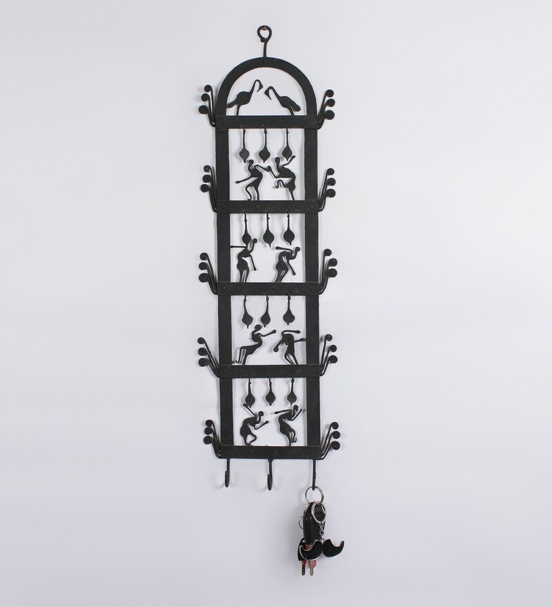 Buy Black Wrought Iron Jaali Hanger Wall Hanging by OlhaO Online