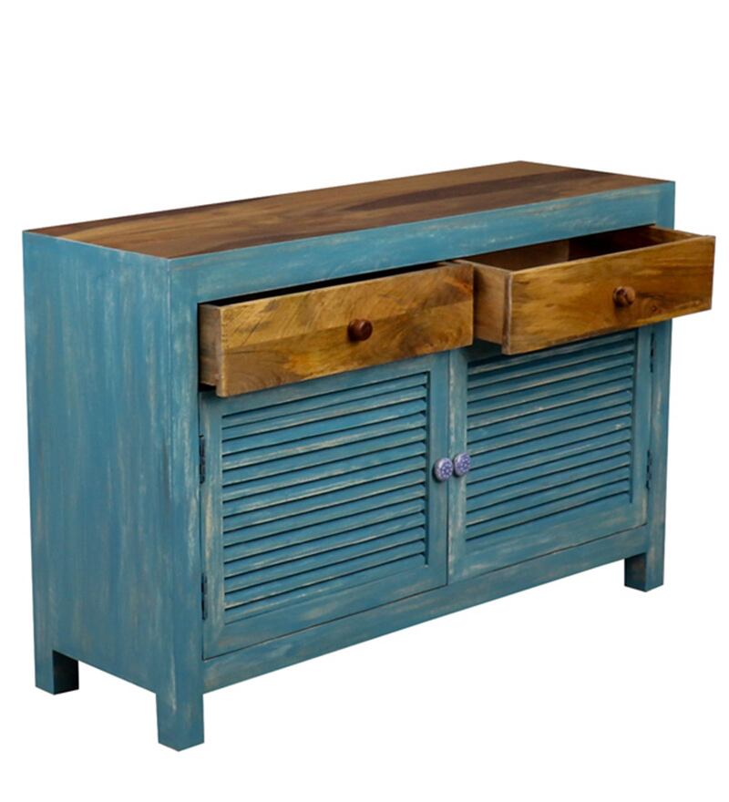 Buy Oliver Solid Wood Sideboard in Rustic Blue Finish by Fabuliv Online ...
