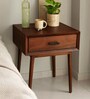 Old World Solid Wood End Table In Dark Brown Colour