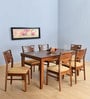 Olenna Solid Wood 6 Seater Dining Set in Walnut Finish