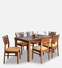 Olenna Solid Wood 6 Seater Dining Set in Walnut Finish