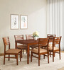 Olenna Solid Wood 6 Seater Dining Set in Walnut Finish