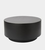Oliv Modern Minimalist Round Drum Coffee Table in Matte Black Finish