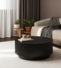 Oliv Modern Minimalist Round Drum Coffee Table in Matte Black Finish