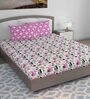 Pink Abstract 144 TC Cotton King Sized Bed Sheets with 2 Pillow Covers