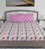 Pink Abstract 144 TC Cotton King Sized Bed Sheets with 2 Pillow Covers