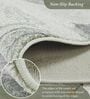 Olive and Cream Floral Polypropylene 7 ft x 5 ft Machine Made Carpet