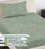 Olive Ethnic 300 TC Cotton Blend Embossed Single Bedsheet with 1 Pillow Cover