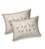 Olive Floral 144 TC Cotton King Bedsheet and 2 Pillow Cover
