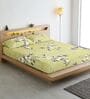 Olive Floral 210 TC Cotton Blend Fitted Bedsheet & 2 Pillow Covers