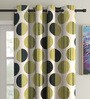 Olive Floral Polyester 5Ft Semisheer Eyelet Window Curtains (Set Of 2)