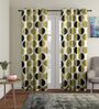 Olive Geometric Polyester 7Ft Semisheer Eyelet Door Curtains (Set Of 2)