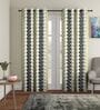 Olive Floral Polyester 7Ft Semisheer Eyelet Door Curtains (Set Of 2)