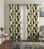 Olive Floral Polyester 9Ft Semisheer Eyelet Door Curtains (Set Of 2)