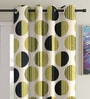 Olive Floral Polyester 9Ft Semisheer Eyelet Door Curtains (Set Of 2)