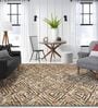 Olive Geometric Polyester 4 ft x 6 ft Machine Made Carpet