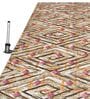 Olive Geometric Polyester 5 ft x 7 ft Machine Made Carpet