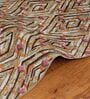 Olive Geometric Polyester 5 ft x 7 ft Machine Made Carpet