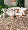 Olive Geometric Polyester 5 ft x 7 ft Machine Made Carpet
