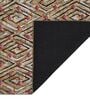 Olive Geometric Polyester 6 ft x 9 ft Machine Made Carpet