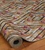 Olive Geometric Polyester 6 ft x 9 ft Machine Made Carpet