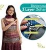 Olive Green & Teal Microfiber Abstract Geometric 120 Gsm Single Dohar
