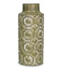 Olive Green Decorative Bold and Vintage Ceramic Cylindrical Shaped Vase