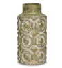 Olive Green Decorative Bold and Vintage Ceramic Cylindrical Shaped Vase