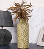 Olive Green Decorative Bold and Vintage Ceramic Cylindrical Shaped Vase