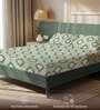 olive green Floral 200 TC Microfiber Double Bedsheet with 2 Pillow Covers