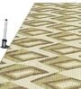 Olive Green Geometric Polyester 8 ft x 10 ft Machine Made Carpet