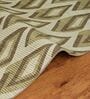 Olive Green Geometric Polyester 8 ft x 10 ft Machine Made Carpet
