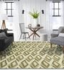 Olive Green Geometric Polyester 9 ft x 12 ft Machine Made Carpet