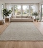 Olive Green Geometric Wool And Cotton 8 X 5 Feet Hand Tufted Carpet