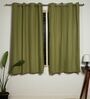 Olive green Green Cotton 230 GSM  Solid 5 Feet Room Darkening Eyelet Window Curtains (2 Pc)
