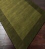 Olive Green Solid Wool 5 ft x 7 ft Hand Woven Carpet