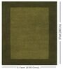 Olive Green Solid Wool 5 ft x 7 ft Hand Woven Carpet