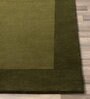 Olive Green Solid Wool 8 ft x 10 ft Hand Woven Carpet