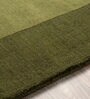 Olive Green Solid Wool 8 ft x 10 ft Hand Woven Carpet