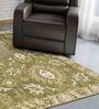 Green Floral Wool 8 ft x 10 ft Hand Tufted Carpet