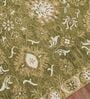Green Floral Wool 8 ft x 10 ft Hand Tufted Carpet