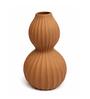 Olive Gris Elegant Ribbed Double Gourd Decorative Vase